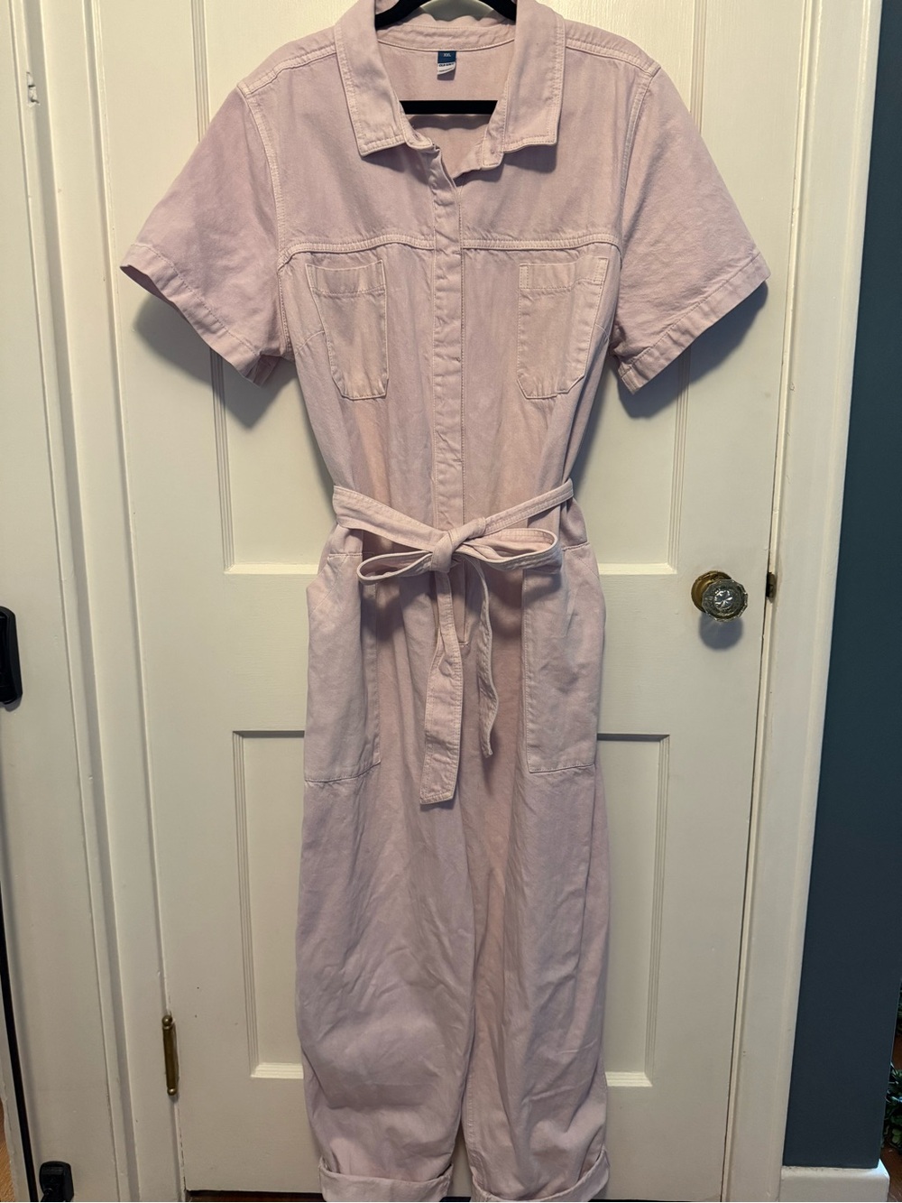 Lilac Short-Sleeve Tie-Waist Jumpsuit